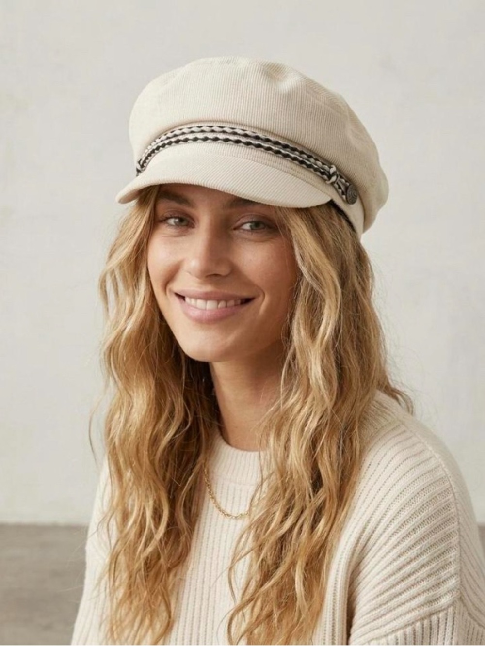 Brixton Cream Men’s Fisherman Cap with Braided Trim